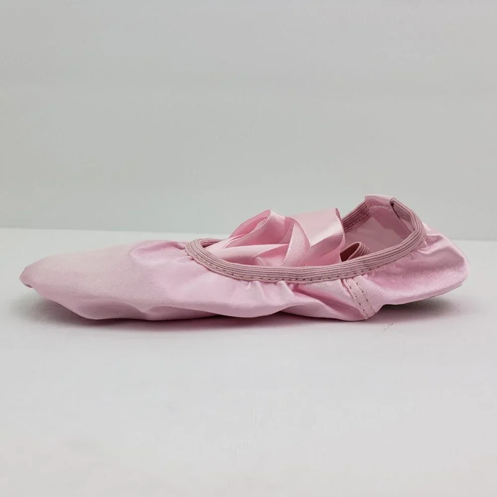 Triple Deer Toddler Girls Sz 13 Pink Satin Ribbon Leather Sole Dance Ballet Shoe